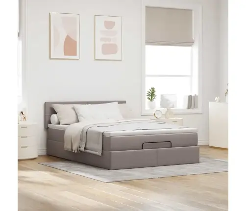 Osmanų Lova Su Čiužiniu Ir Led, Taupe, 140X190cm Audinys