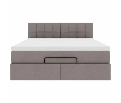 Osmanų Lova Su Čiužiniu Ir Led, Taupe, 140X190cm Audinys