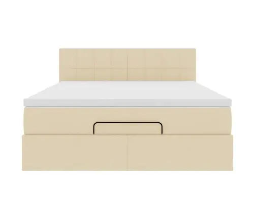 Osmaņu Gulta Ar Matraci & Leds, Krēmkrāsas, 140X190 Cm, Audums Vidaxl