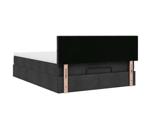 Osmaņu Gulta Ar Matraci & Leds, Melns, 140X200 Cm, Audums Vidaxl