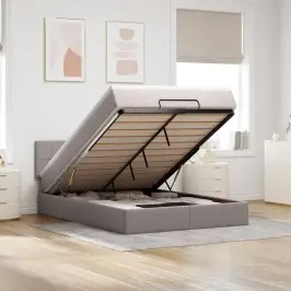 Osmaņu Gulta Ar Matraci Un Gaismas Diodēm Taupē 140X200 Cm Vidaxl