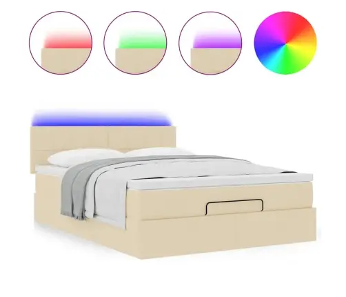 Osmanų Lova Su Čiužiniu Ir Led Kreminiu 140X200 Cm Audiniu