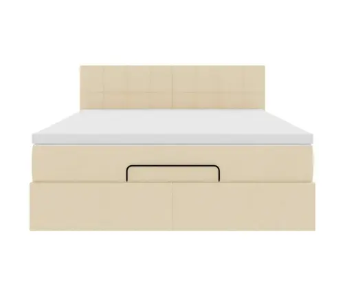 Osmanų Lova Su Čiužiniu Ir Led Kreminiu 140X200 Cm Audiniu