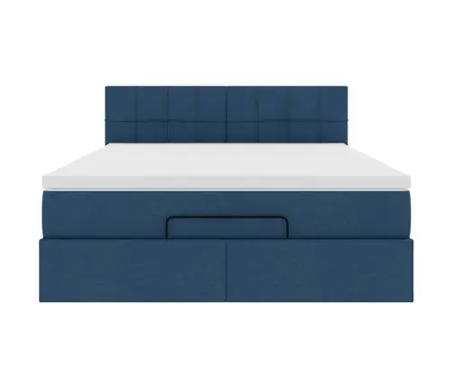 Osmanų Lovos Rėmas Su Čiužiniu, Mėlynas, 140X200cm Audinys