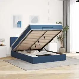 Ottomani Voodiraam Madratsiga, Sinine, 140X200 cm Kangas