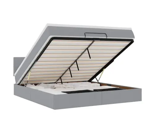 Ottomani Voodi Madratsiga, Helehall, 160X200 cm Kangas