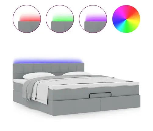 Ottomani Voodi Madratsiga, Helehall, 160X200 cm Kangas