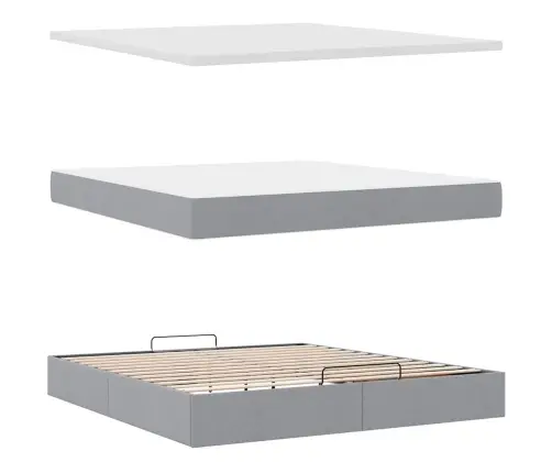 Ottomani Voodi Madratsiga, Helehall, 160X200 cm Kangas