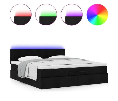 Osmaņu Gultas Rāmis Ar Matrača Melns 160X200Cm Audums Vidaxl