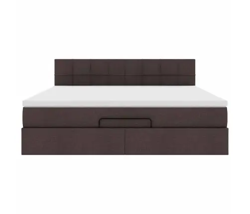 Osmanų Lovos Rėmas Su Čiužiniu, Rudas, 160X200 cm Audinys