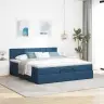 Osmaņu Gultas Rāmis Ar Matrača Zils 160X200Cm Audums Vidaxl