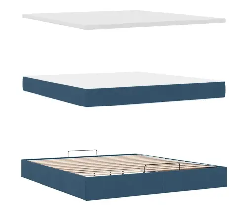 Osmaņu Gultas Rāmis Ar Matrača Zils 160X200Cm Audums Vidaxl