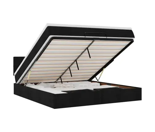 Osmaņu Gulta Ar Matraci & Leds, Melns, 180X200Cm, Audums Vidaxl