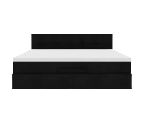 Osmaņu Gulta Ar Matraci & Leds, Melns, 180X200Cm, Audums Vidaxl