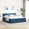 Osmaņu Gulta Ar Matraci & Leds, Zils, 180X200Cm, Audums Vidaxl