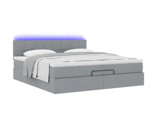 Osmaņu Gultas Rāmis Ar Matračiem Gaiši Pelēks 200X200Cm Audums Vidaxl