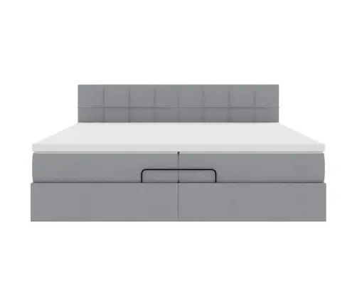 Osmaņu Gultas Rāmis Ar Matračiem Gaiši Pelēks 200X200Cm Audums Vidaxl