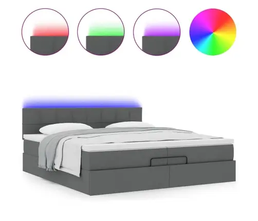 Osmanų Lovos Rėmas Su Čiužiniais, Pilkas, 200X200cm Audinys