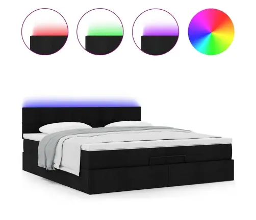 Osmanų Lovos Rėmas Su Čiužiniais, Juodas, 200X200cm Audinys