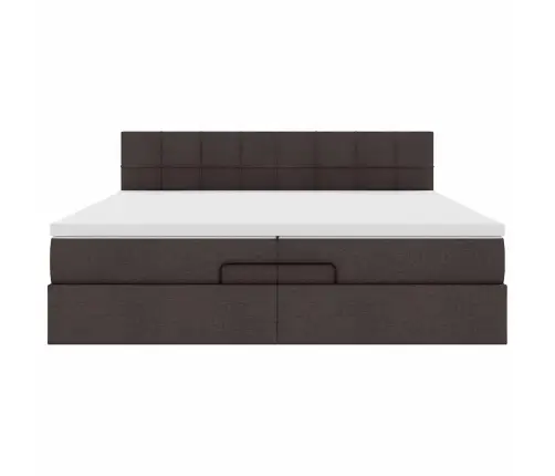 Osmaņu Gultas Rāmis Ar Matračiem Tumši Brūns 200X200Cm Audums Vidaxl