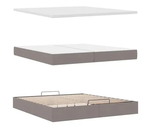 Osmaņu Gultas Rāmis Ar Matračiem Pelēkbrūns 200X200Cm Audums Vidaxl