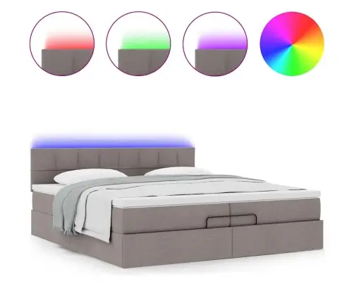 Osmaņu Gultas Rāmis Ar Matračiem Pelēkbrūns 200X200Cm Audums Vidaxl