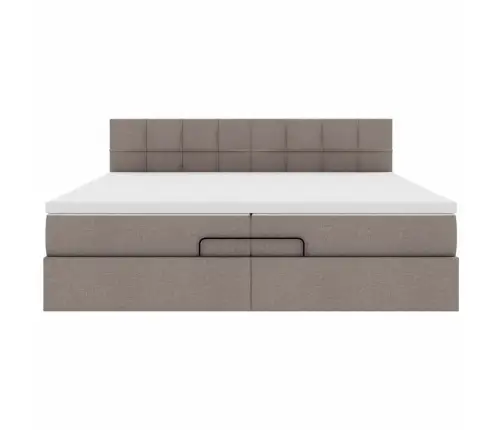 Osmaņu Gultas Rāmis Ar Matračiem Pelēkbrūns 200X200Cm Audums Vidaxl