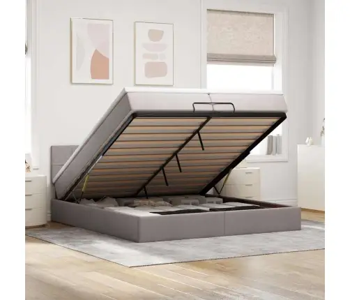 Osmaņu Gultas Rāmis Ar Matračiem Pelēkbrūns 200X200Cm Audums Vidaxl