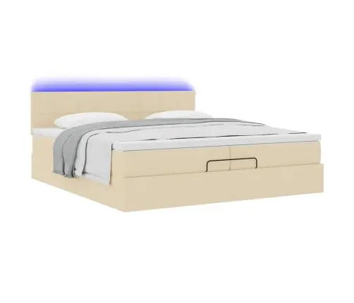 Ottomani Voodiraam Madratsitega, Kreemjas, 200X200cm Kangas