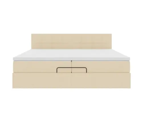 Ottomani Voodiraam Madratsitega, Kreemjas, 200X200cm Kangas