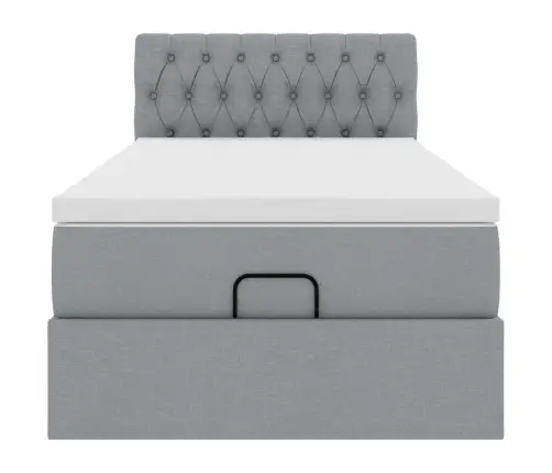 Osmaņu Gulta Ar Matraci & Leds, Gaiši Pelēks, 80X200 Cm, Audums Vidaxl