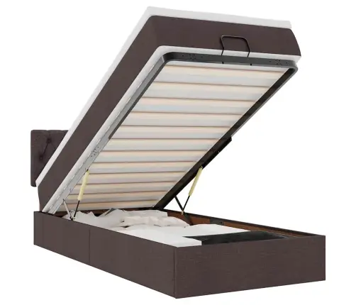 Osmanų Lovos Rėmas Su Čiužiniu, Rudas, 80X200cm Audinys