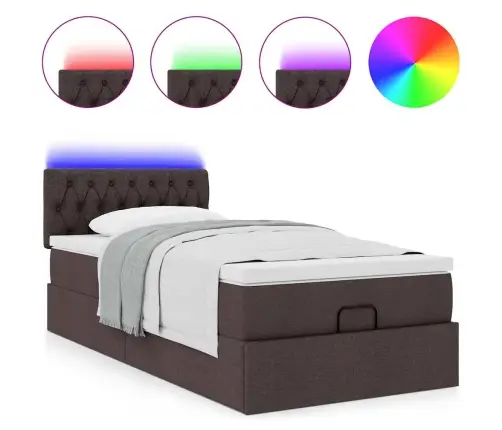 Osmanų Lovos Rėmas Su Čiužiniu, Rudas, 80X200cm Audinys