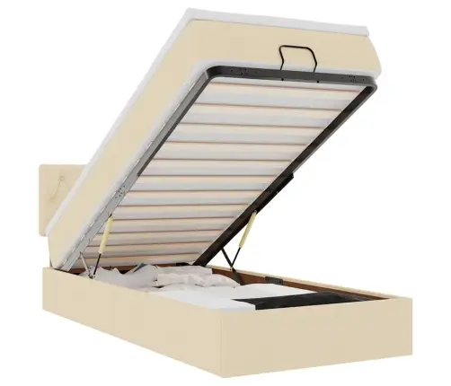 Ottomani Voodiraam Madratsiga, Kreemjas, 80X200cm Kangas