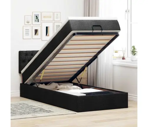 Osmaņu Gultas Rāmis Ar Matrača Melns 90X190 Cm Audums Vidaxl