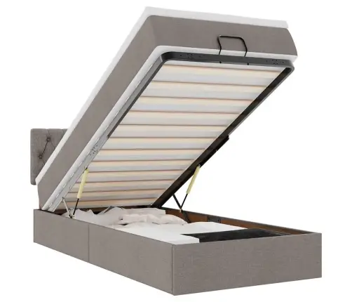 Osmaņu Gultas Rāmis Ar Matrača Pelēkbrūna 90X190 Cm Audums Vidaxl