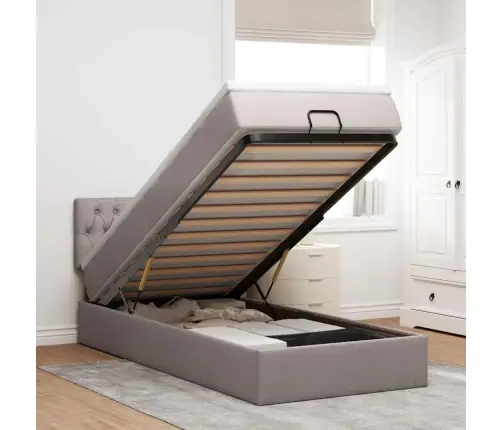 Osmaņu Gultas Rāmis Ar Matrača Pelēkbrūna 90X190 Cm Audums Vidaxl