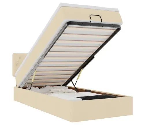 Osmaņu Gultas Rāmis Ar Matrača Krēma 90X190 Cm Audums Vidaxl