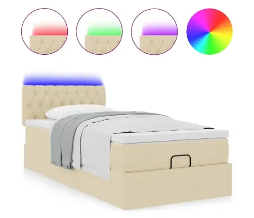 Osmaņu Gultas Rāmis Ar Matrača Krēma 90X190 Cm Audums Vidaxl