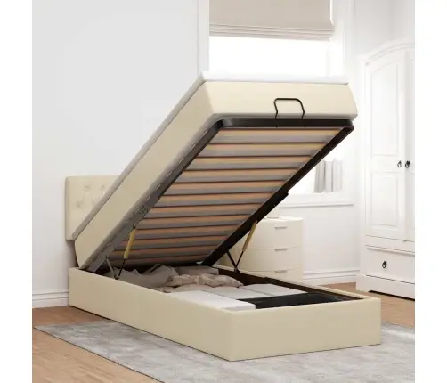 Osmaņu Gultas Rāmis Ar Matrača Krēma 90X190 Cm Audums Vidaxl