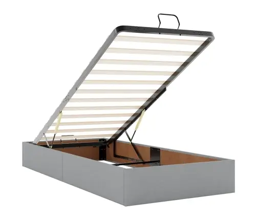 Ottomani Voodi Madratsita Ja Led, Helehall, 90X200 cm Kangas