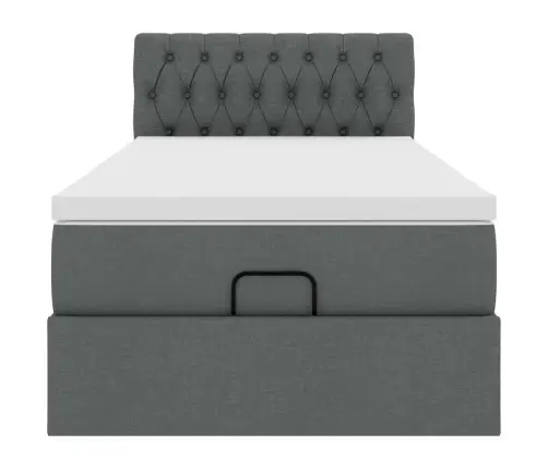 Osmanų Lova Su Čiužiniu Ir Led, Tamsiai Pilkas 90X200Cm Audinys