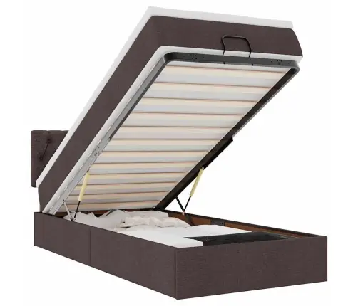 Osmaņu Gulta Ar Matraci&Leds, Tumši Brūns, 90X200 Cm, Audums Vidaxl