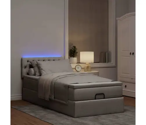 Osmaņu Gulta Ar Matraci&Leds, Pelēkbrūns, 90X200 Cm, Audums Vidaxl