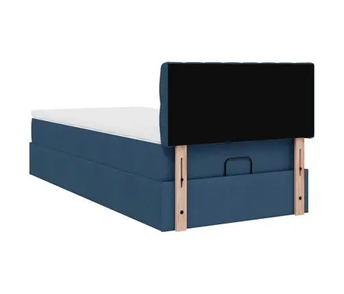 Osmaņu Gulta Ar Matraci & Leds, Zils, 90X200 Cm, Audums Vidaxl