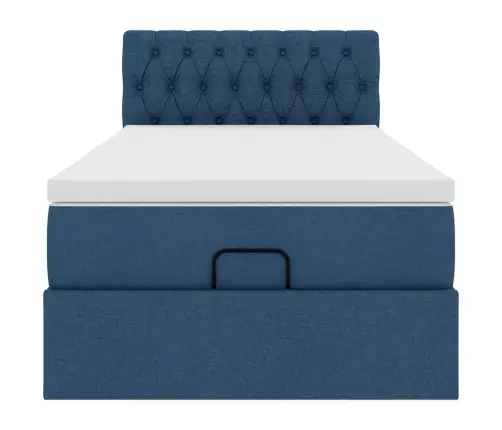 Osmaņu Gulta Ar Matraci & Leds, Zils, 90X200 Cm, Audums Vidaxl