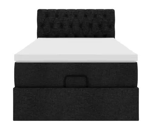 Osmaņu Gultas Rāmis Ar Matrača Melns 100X200 Cm Audums Vidaxl