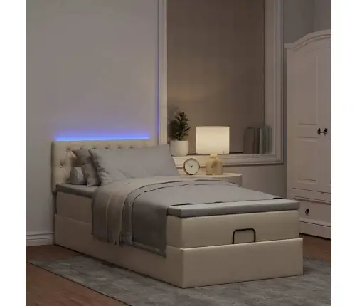 Osmaņu Gultas Rāmis Ar Matrača Krēma 100X200 Cm Audums Vidaxl