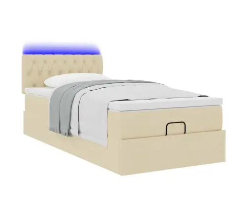 Osmaņu Gultas Rāmis Ar Matrača Krēma 100X200 Cm Audums Vidaxl