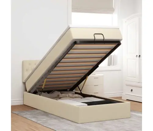 Osmaņu Gultas Rāmis Ar Matrača Krēma 100X200 Cm Audums Vidaxl